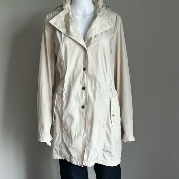 Laundry By Shelli Segal Windbreaker Trench Coat Rain Jacket With Silver Hardware - Picture 2 of 8